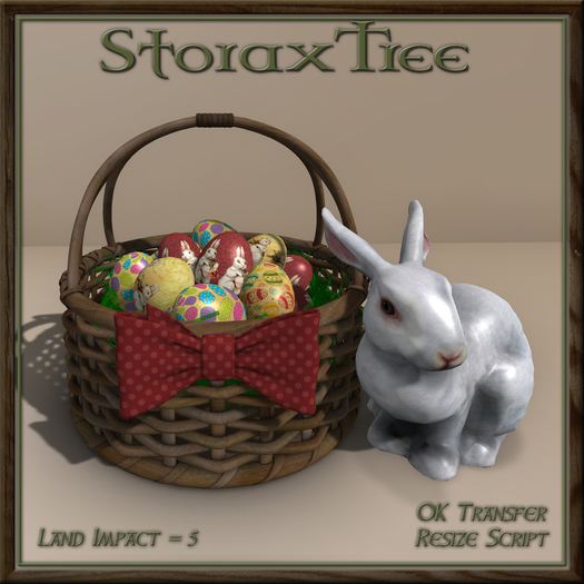 Easter Basket w Ceramic Rabbit A12