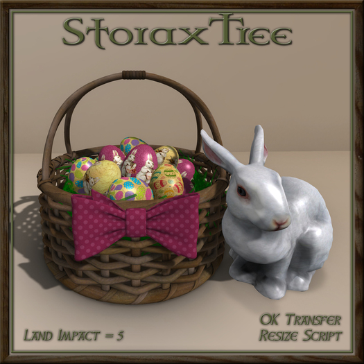 Easter Basket w Ceramic Rabbit A13