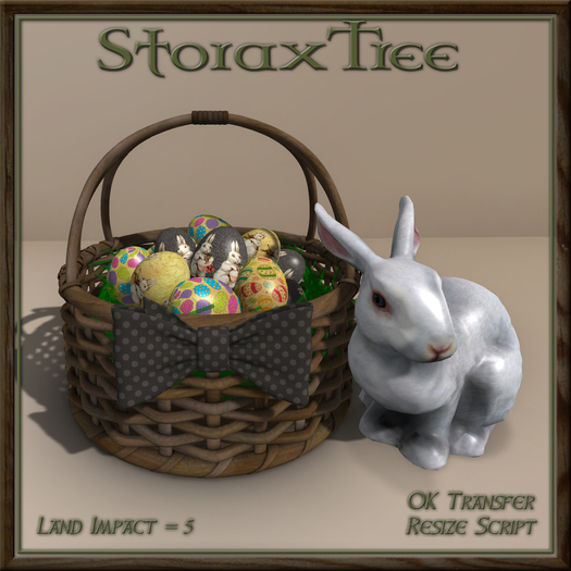 Easter Basket w Ceramic Rabbit A15