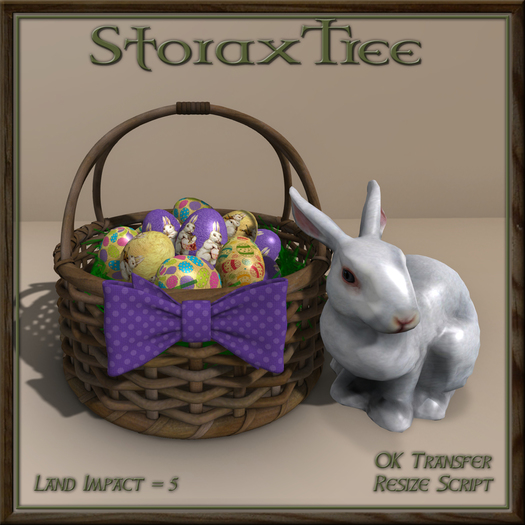 Easter Basket w Ceramic Rabbit A16