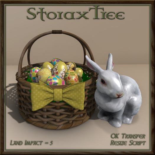 Easter Basket w Ceramic Rabbit A17