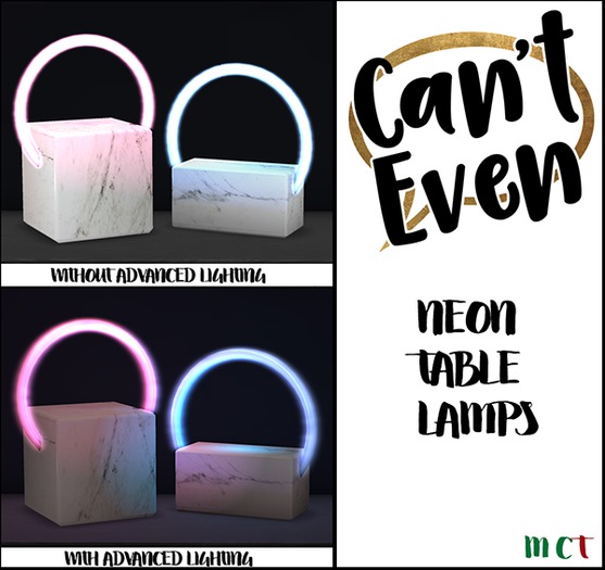 Can't Even - Neon Table Lamp (Square Pink)