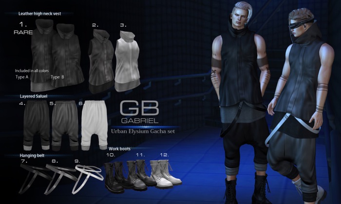 1.::GB::Leather high neck vest / Black RARE SIGNATURE-SLINK-TMP