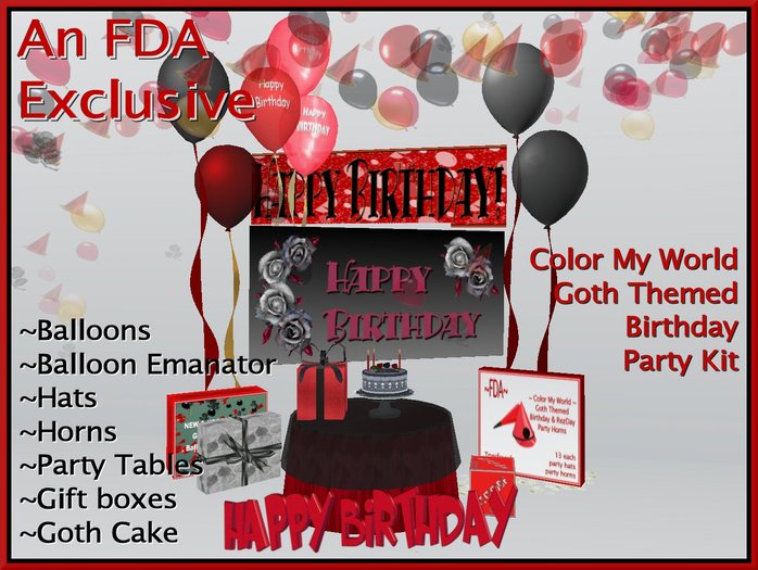 NEW &  UPGRADED GOTH THEMED BIRTHDAY PARTY KIT!