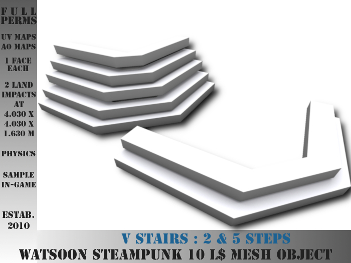 V Stairs - 2 LI each - 2 FULL PERMS Meshes