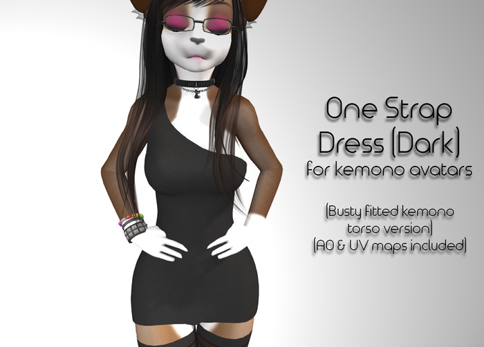 Fitted Kemono Torso One Strap Dress (Busty) (Dark)