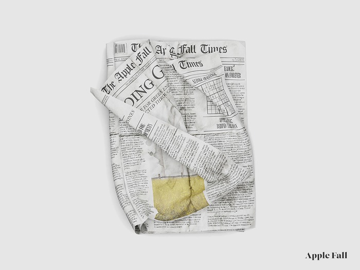 Apple Fall Crumpled Newspaper