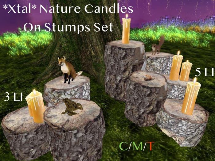 *Xtal* Nature Candles On Stumps Set