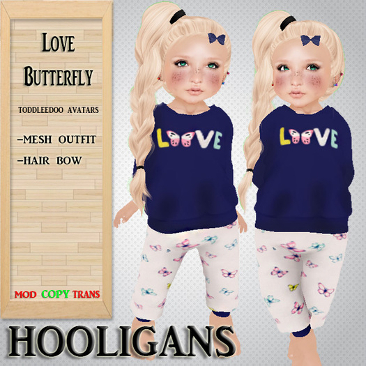 (Hooligans) - Love Butterfly Outfit Toddleedoo Mesh