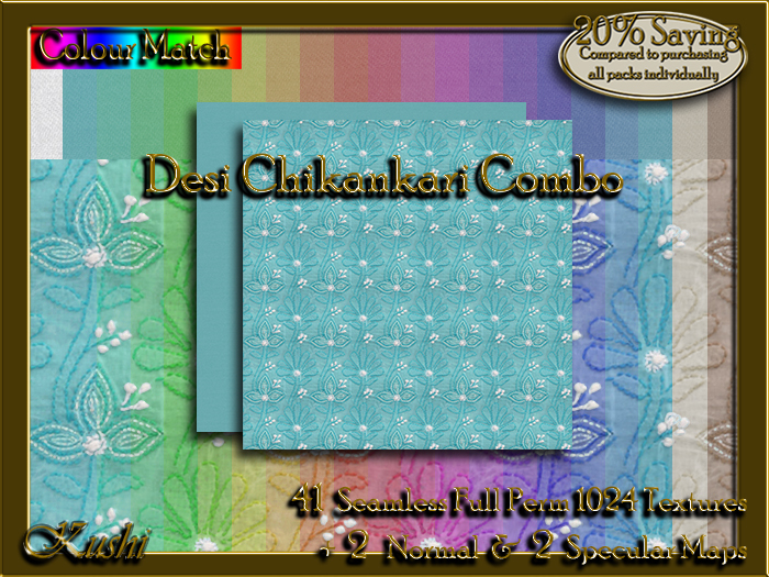 !Kushi! DesiChikankariCOMBO Textures -WEAR TO UNPACK