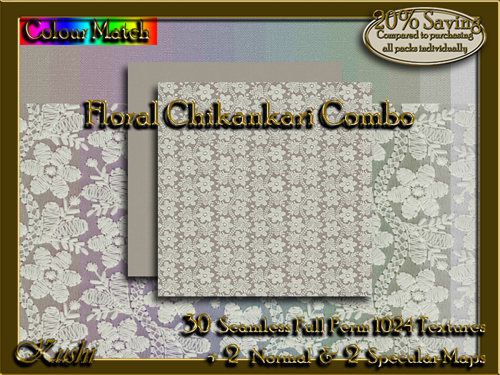 !Kushi! FloralChikankariCOMBO Textures -WEAR TO UNPACK