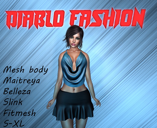 Diablo fashion Neck crop top Aqua 