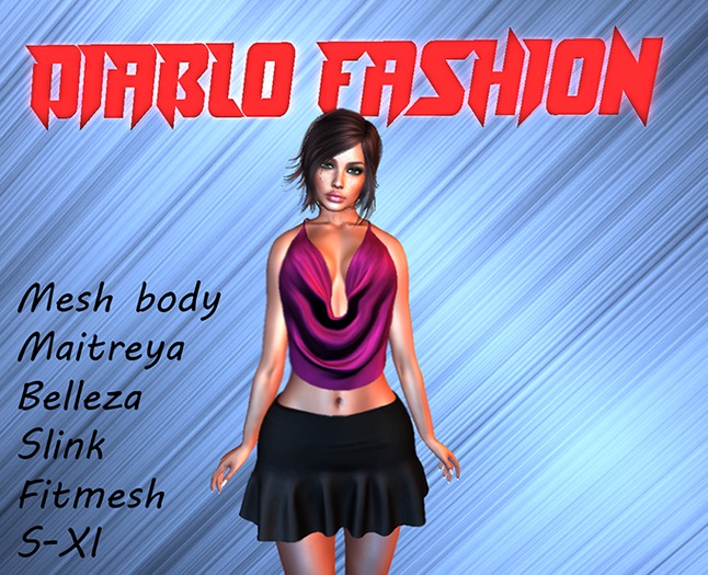 Diablo fashion Neck crop top Fuchsia