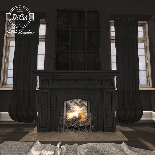 Second Life Marketplace Di'Cor Jacob Fireplace [Black]