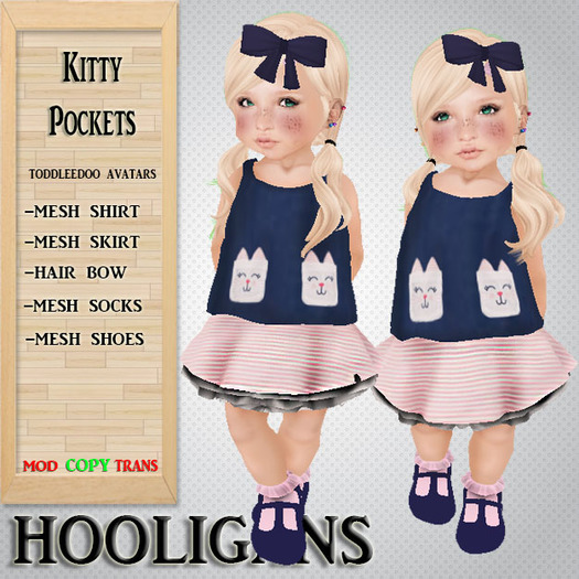 (Hooligans) - Kitty Cat Pockets Toddleedoo Outfit