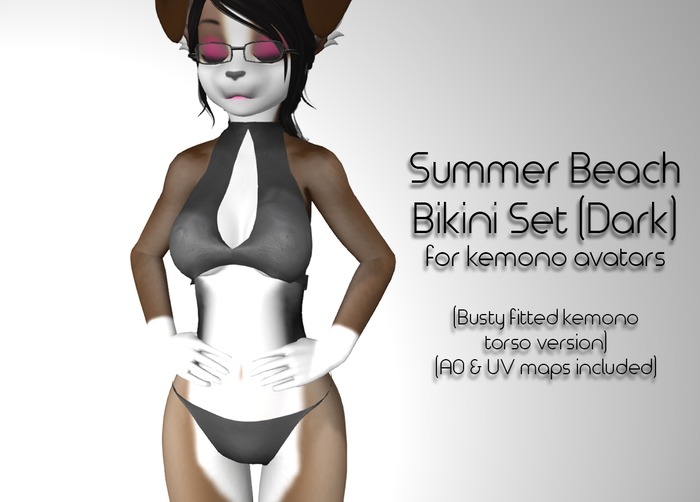 Fitted Kemono Torso Summer Bikini Set (Dark) (Busty)
