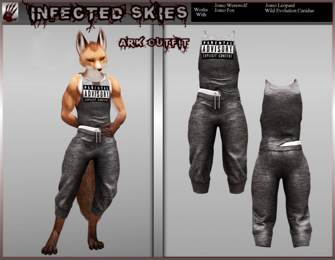 *IS* Ark Outfit Furry Black *New Sizes Included*