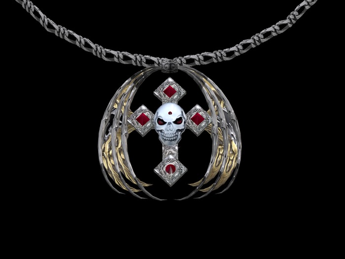 Croix Argent Rubis