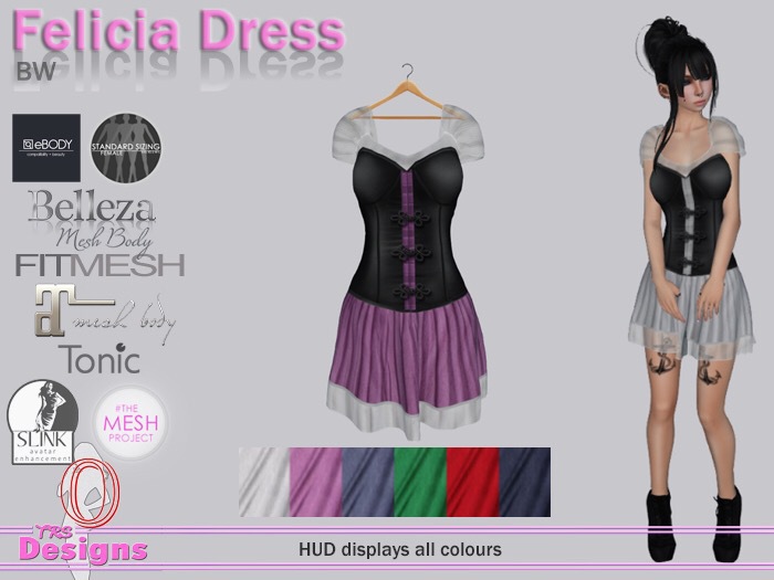 Felicia Dress With Hud BW
