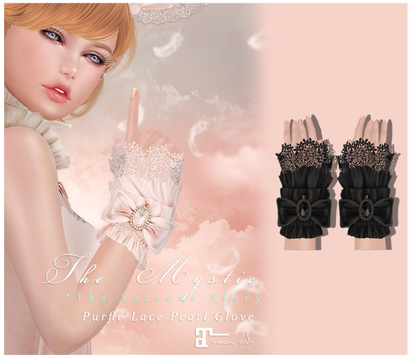*The Mystic*Purfle Lace Pearl Glove (Black) -Maitreya