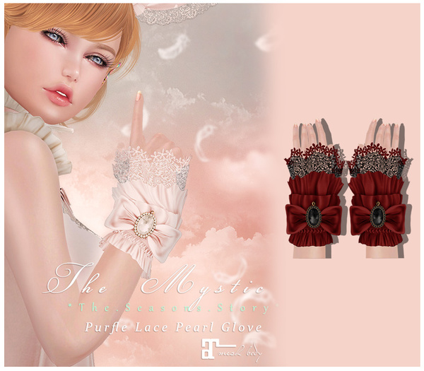*The Mystic*Purfle Lace Pearl Glove (Red) -Maitreya