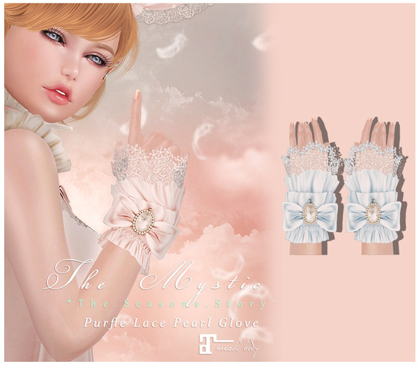 *The Mystic*Purfle Lace Pearl Glove (Sky) -Maitreya