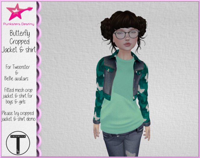 *PD* Butterfly cropped jacket & shirt