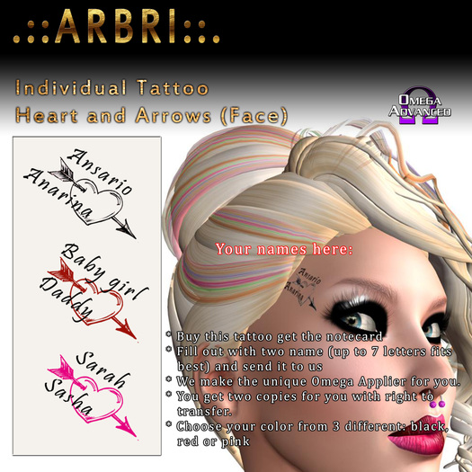 .::Arbri::. Individual Heart & Arrow Face (Omega) ~Custom Tattoo~