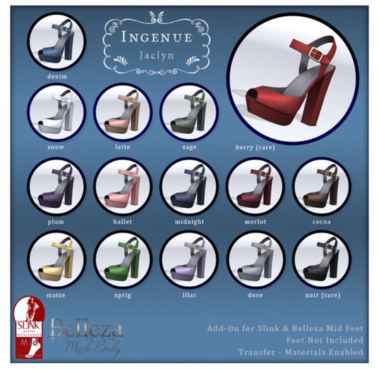 Ingenue :: Jaclyn Heels (Mesh Foot Add-On) :: Noir RARE