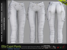 Ella Female Capri Pants White Single Color - MESH - Maitreya Lara, Slink Physique Hourglass, Belleza Freya