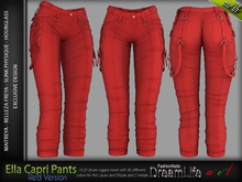 Ella Female Capri Pants Red Single Color - MESH - Maitreya Lara, Slink Physique Hourglass, Belleza Freya