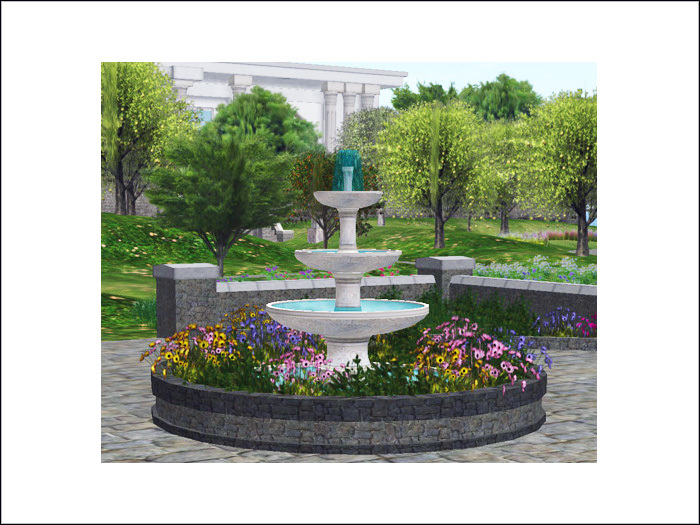 Magical Fountain with a Stone Courtyard, Abundance of Flowers and Flowered Arches!