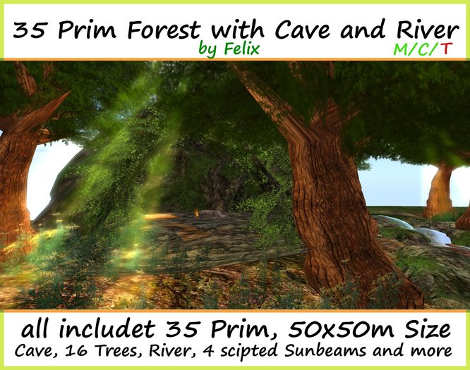 35 Prim Forest with Cave and River ( for  Waterfall Grotto Tree Plant Landscaping )