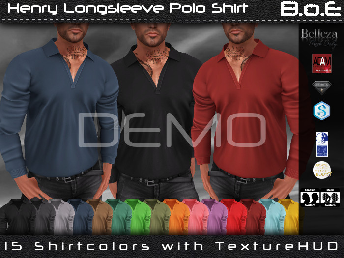 B.o.E - DEMO - Henry Polo Longsleeve Shirt - Gianni, Jake, TMP, Signature, Adam