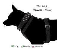 TWI wolf Harness + Collar (Black)