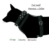 TWI wolf Harness + Collar (Green)