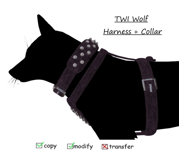 TWI wolf Harness + Collar (Purple)