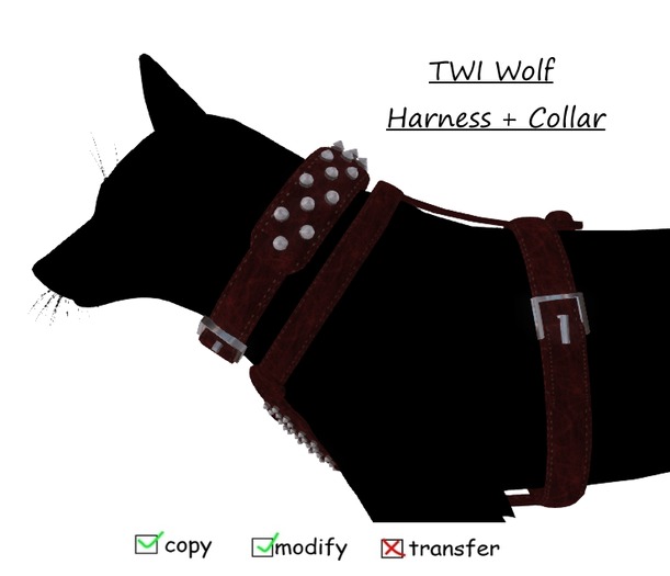 TWI wolf Harness + Collar (Red)