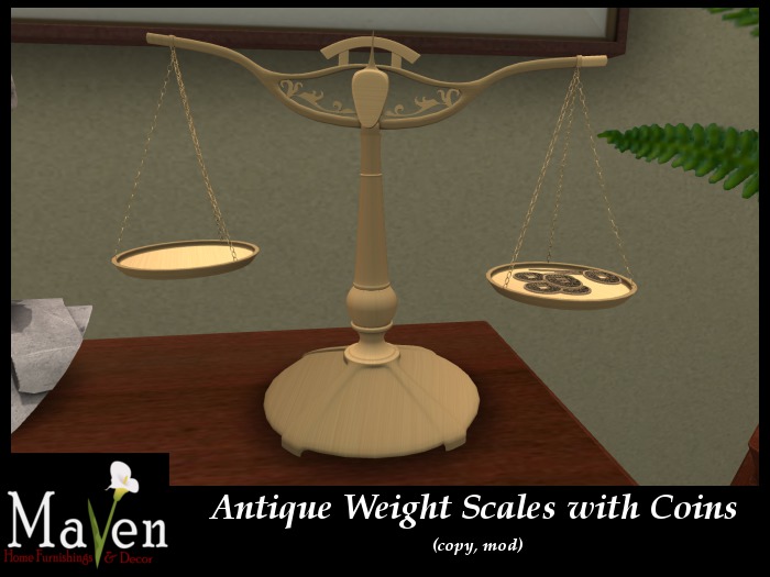 Antique Weight Scales w. Coins