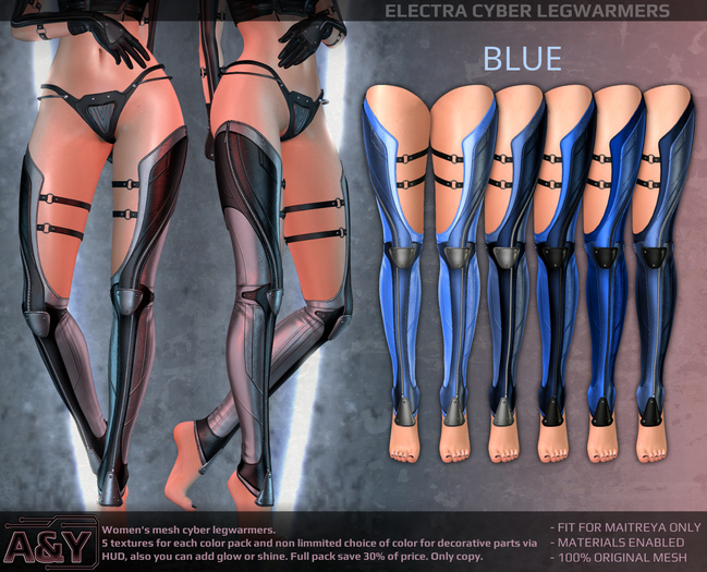 A&Y Electra Cyber Legwarmers (ADD) - Blue