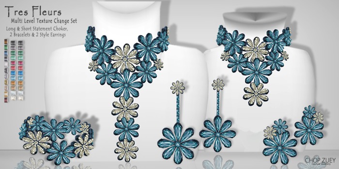 Tres Fleurs - Necklace Earrings Bracelets TxChnge by Chop Zuey Couture Jewellery