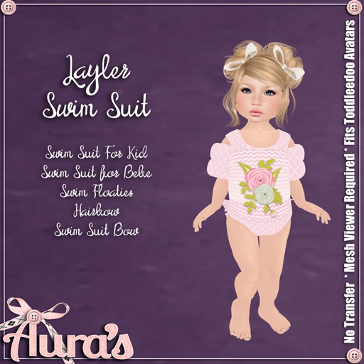 {Aura's}Layler Swim Suit for Toddleedoo {Pink}