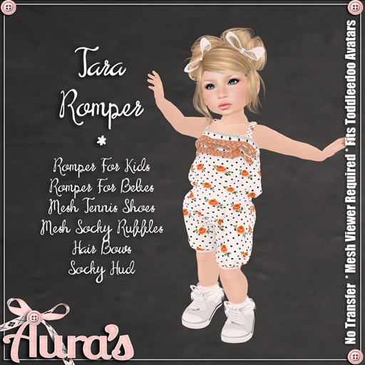 {Aura's} Tara Romper for Toddleedoo in {Peach}