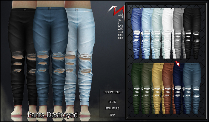 [BrunStyle] Pants Destroyed - Dark Blue
