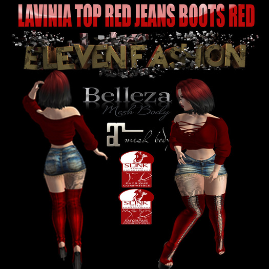 LAVINIA TOP RED JEANS BOOTS RED