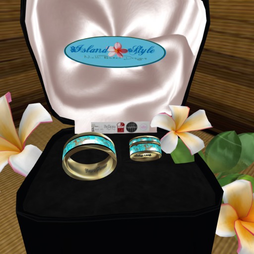 [ISD]Y-Gold Turquoise inlay wedding ring set
