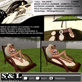* S & L * EXLUSIVE * WOOD COUPLE LOUNGER – ROMATIC COUCH – OUTDOOR LOUNGER – WINTER GARDEN COUCH 