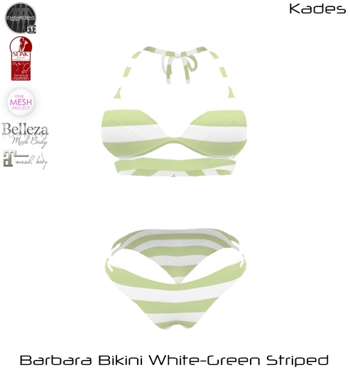Barbara Bikini White Green Striped
