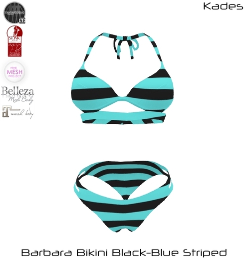 Barbara Bikini Black Blue Striped