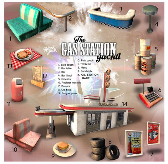 BJK * The Gas Station Gacha * Bar couch pink